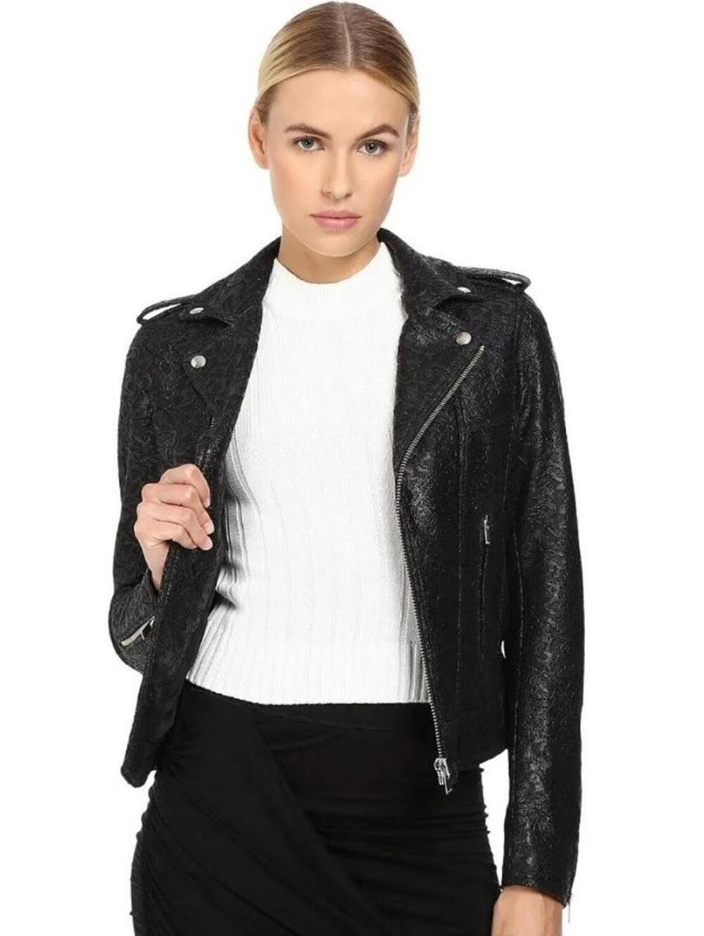 The Kooples Waxed Lace Moto Jacket (S)